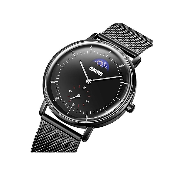 New Creative Moon Phase Quartz Waterproof Armbandsur 5429bk för män