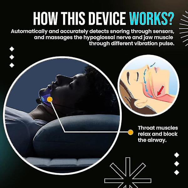 Smart Ems Anti Snorke Device, Sleeppro Smart Laryngeal Pulse Anti-snorken Device med fikseringsstrop