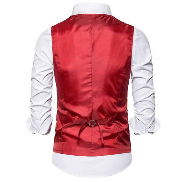Enkelknäppt väst för män Slim Fit formell print väst XL Red