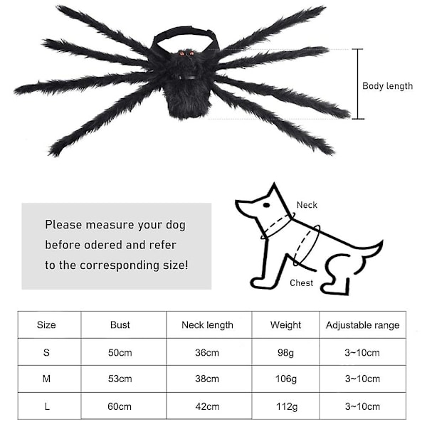 Lemmikkipuku Spider Halloween -lemmikkiroolileikki koirakissa-asu M Black
