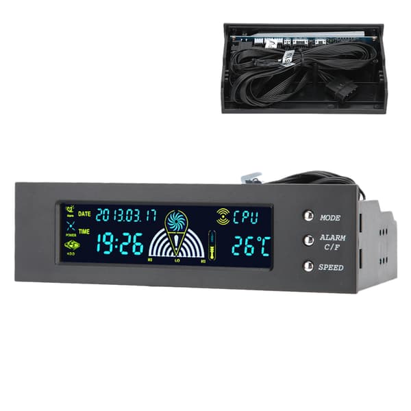 STW 5023 5.25in Frontpanel LCD Datamaskin Viftehastighetskontroller CPU HDD SYS Temperaturkontroll 3 Vifter