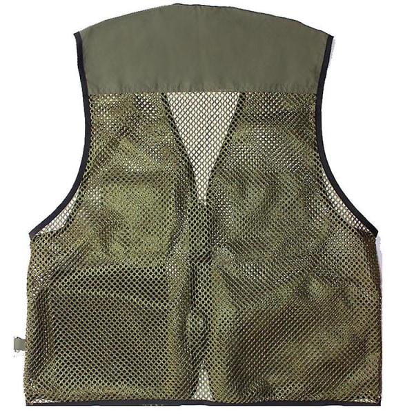 Mesh Fotografi Väst Fiskeväst Utomhusfraktväst för män och kvinnor med flera fickor Military green 3XL