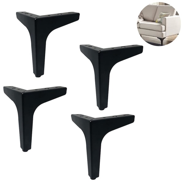 Metallmøbelføtter, 4 stykker metall diamant trekant bordben Skapføtter Gjør-det-selv erstatning for skap Sofa Sofa Hylle 15cm Black