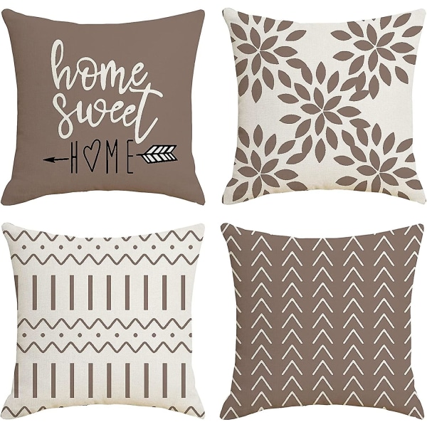 Ycoll tyynynpäälliset, 4 set tyynynpäällistä koristeelliset tyynynpäälliset 50*50cm Khaki