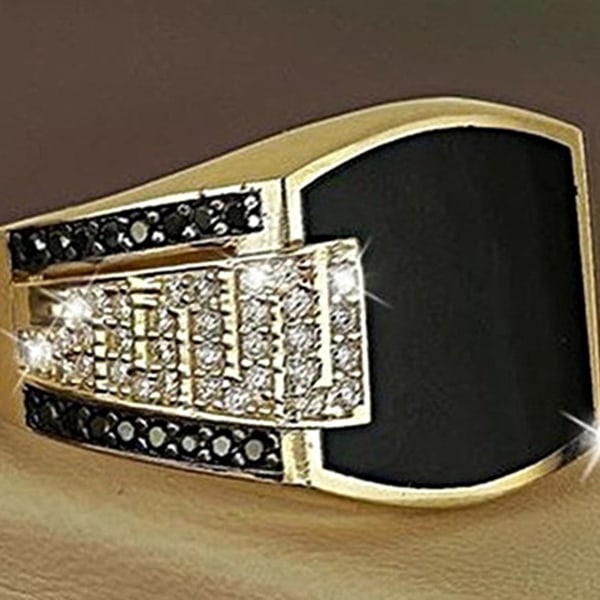 Legering Ring Svart Diamant Smykker Gave Legering Naturlig Edelstein Giftering For Party US 9