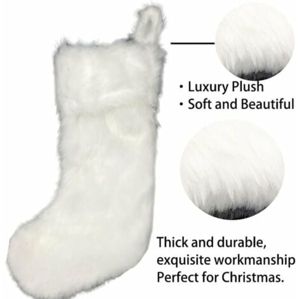 Pack 18 tum snövit julstrumpa fuskpäls julstrumpa hängande prydnader Godis presentpåsar för juldekoration