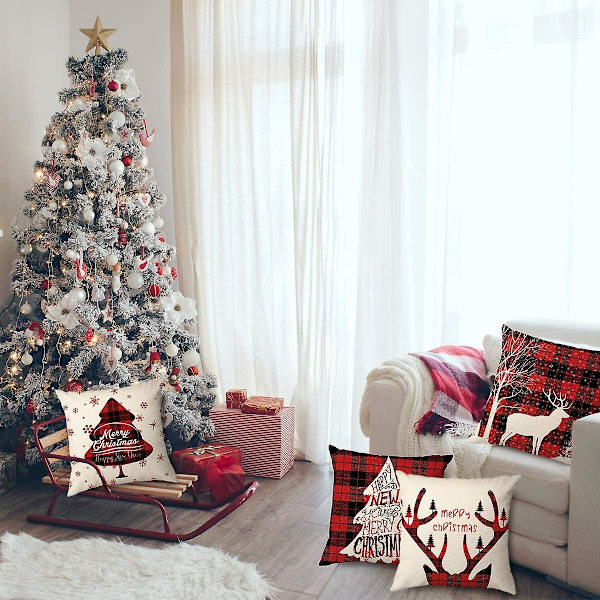 Julkuddfodral 18x18 tum 4 set (renträd)