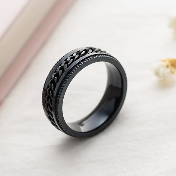Menn Ring Enkel høypolert motesmykker Roterende kjede innlagt fingerring til fest Silver US 10