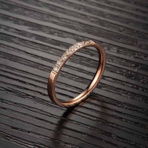 Bling enkelt rad rhinestone mote kvinner finger ring bryllup forlovelse smykker Rose Gold US 6