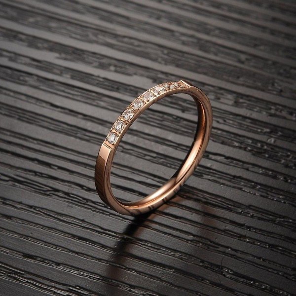 Bling Single Rhinestone Fashion Kvinder Finger Ring Bryllup Engagement smykker Rose Gold US 10