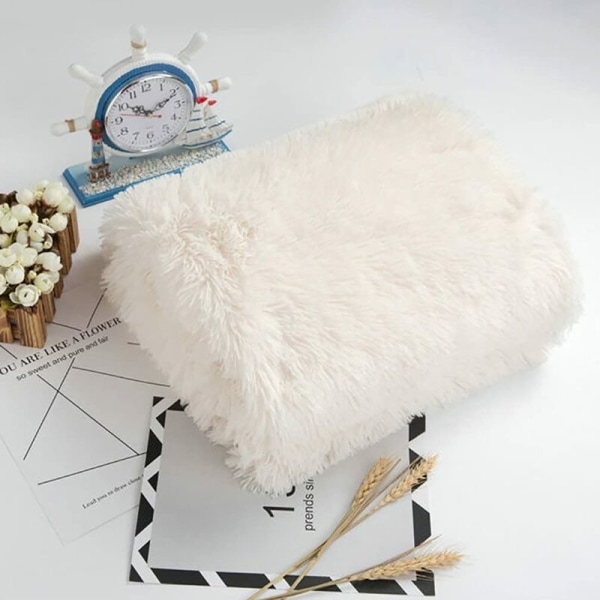 Plaid fleece tæppe Super blødt kunstigt imiteret pels look mikrofiber tæppe blødt varm sofa til sengetæppe/tv