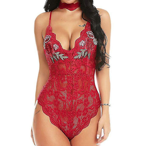 Naisten pitsinen body Sexy Lingerie Alusvaatteet Red 2XL