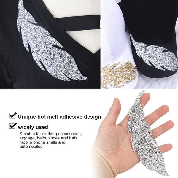 5 stk. bladformede rhinestones selvklebende DIY-tilbehør til klær og telefon, sølv