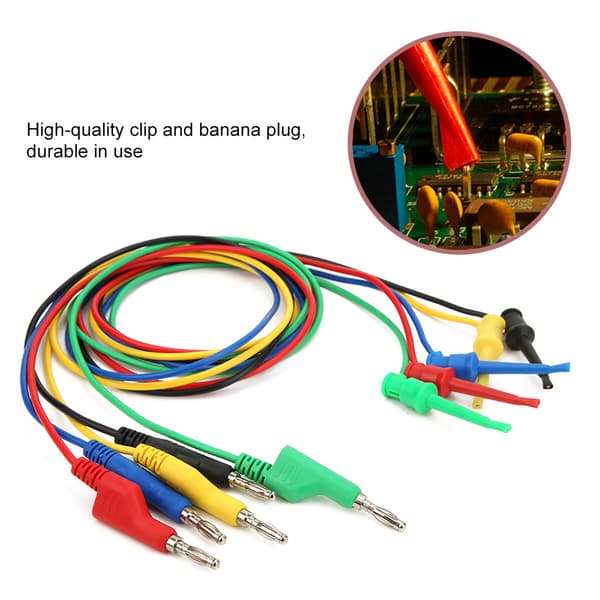 5 stk 4 mm 1 m staplingsbare bananplugger til testklemme Multimeter testledning tilbehør