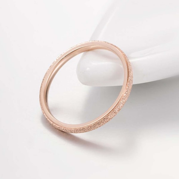 Glitter Matte Slim Band Titanium Stål Finger Ring Brude Bryllupssmykker Gift Rose Gold US 9 2mm