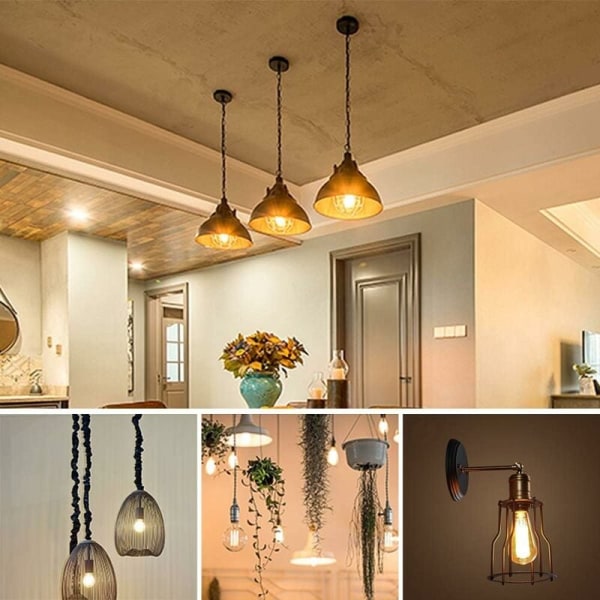 4W Clear-2700K Varm hvid ST64 glødepære Brun Retro Tungsten Light Cafe Bar glødepære, til stue, seng