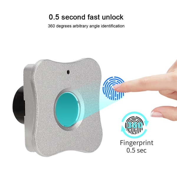 Smart Biometrisk Fingeravtryckslås Nyckellös Säkerhetspanel för Hemmakontor Låda Garderob Silver