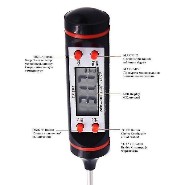 Digital mattermometer Kött Kök Sond Tårta Fry Grill Matlagning Hushållsmatlagning Termometer Mätare Ugn Tillagningsverktyg