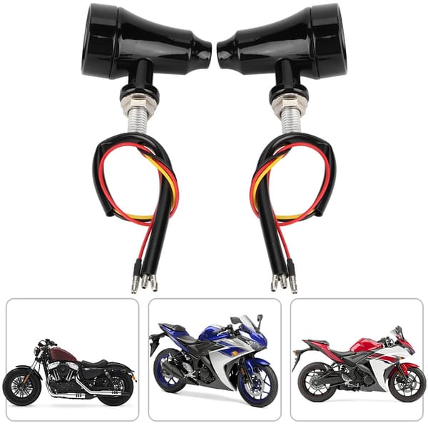 Metal Shell Retro Grid Motorcykel LED Blinklys Bremse Flash Lampe Sort