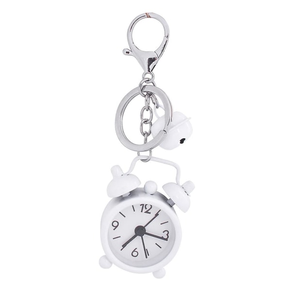 1 stk Mini Clock Nøkkelring Vekkerklokke Nøkkelring Creative Key Holder Bag Anheng Gave Nøkkelring For Studenter Hvit