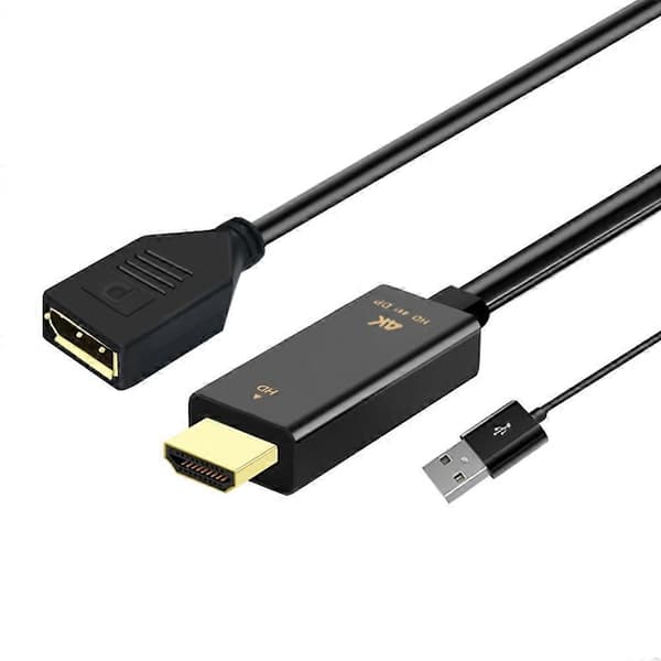 H146 HDMI hann + USB 2.0 hann til DisplayPort hunn adapterkabel, lengde: 25 cm