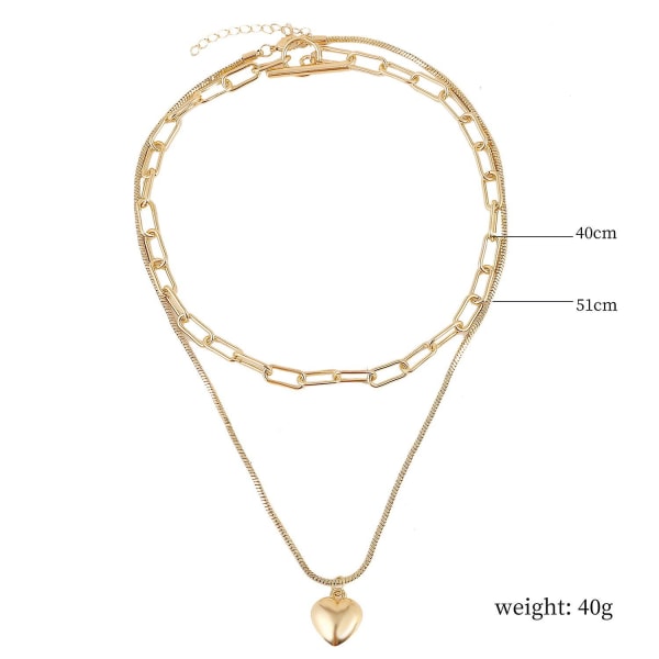 Halsband Hjärta Metallic Element Modesmycken B1523 N2203-9