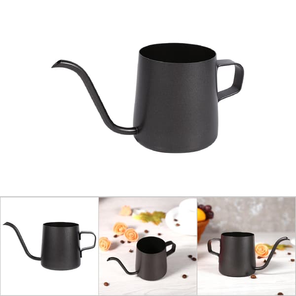 Sort rustfrit stål Gooseneck Hæld Over Kaffekedel 250ml