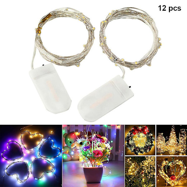 12 Stk Led String Lights Hængende Have Festivals Dekoration Yellow 1m
