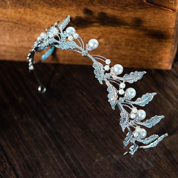 Pandebånd med perler Håndlavet Blade Prinsesse Hårbøjle Faux Pearl Rhinestones Hovedbeklædning Hårtilbehør