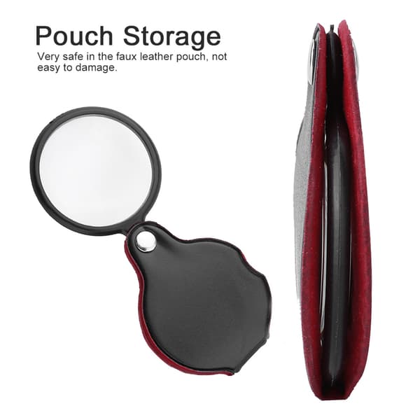 8X Mini Foldbar Lomme Smykkeforstørrelsesglas med Pose