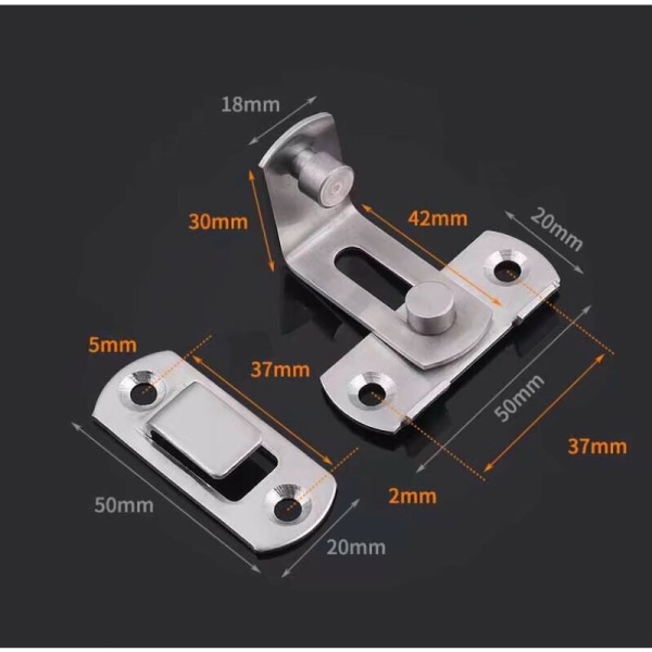 Pieni solki 90 astetta taipuva solki ruostumattomasta teräksestä liukuoven lukon pultti makuuhuoneen oven solki