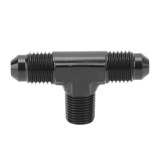 Aluminiumslegering Sort Anodiseret 3-vejs T-formet Tee Adapter Fitting 4AN til 1/8 NPT