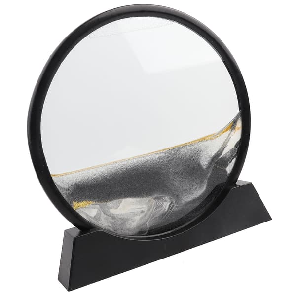 Timglas landskab flydende sandmaleri 3D-dekoration (sort)