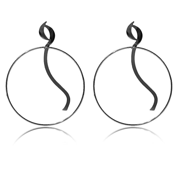 Örhängen Hoop Stud Modesmycken B2238 black