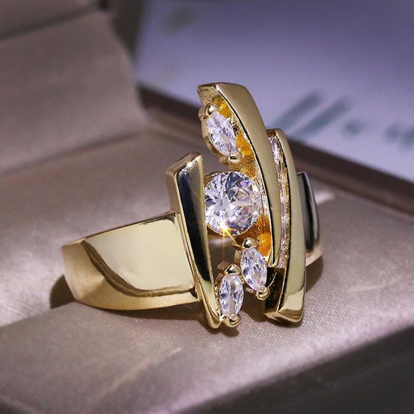Lyx Marquise Cut Rhinestone inläggningar geometriska fingerring smycken present US 8
