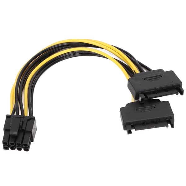 2 stk. Dobbelt 15-bens SATA til PCIE 8-bens han GPU-strømadapterkabel til computer