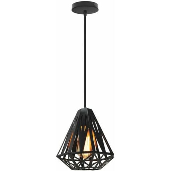 Industriell Vintage Metal Lysekrone Soverom Stue Kjøkken Bar E27 Justerbar Smijern Pendel Lampe Svart - Bla