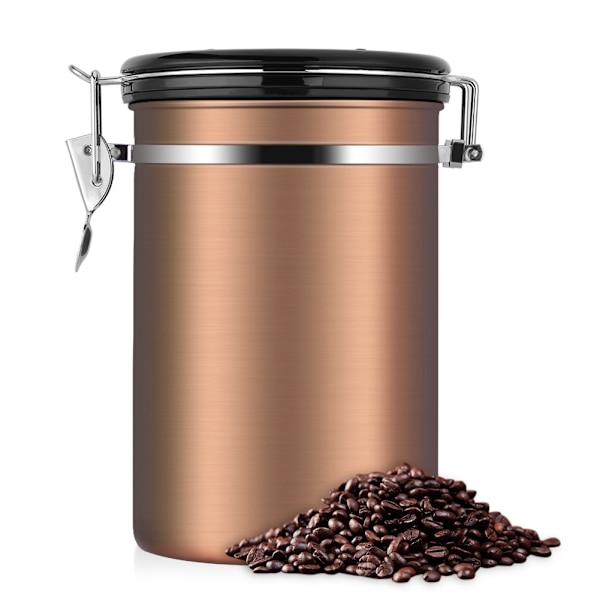 Stor Lufttæt Kaffedåse i Rustfrit Stål Sort 1.8L