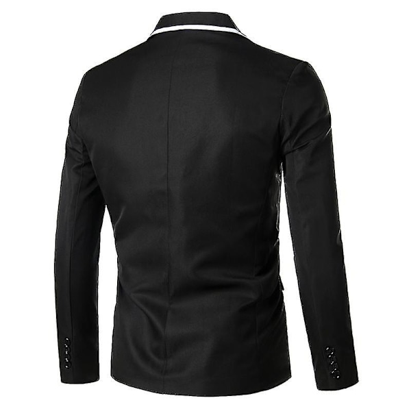 Män Blazer Lättvikt Casual Solid Enknapp Slim M Black