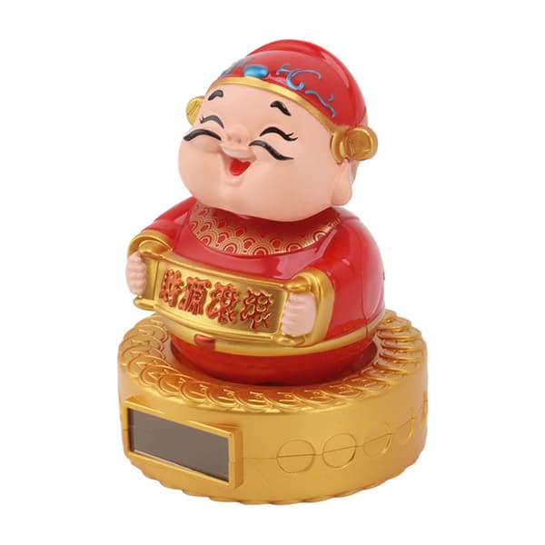 Caishen Solardriven Nickande Feng Shui Bilprydnad