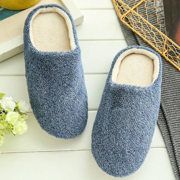 Dam Vinter Fleece Tofflor Inomhus Vanliga golvtofflor Navy Blue 36-37