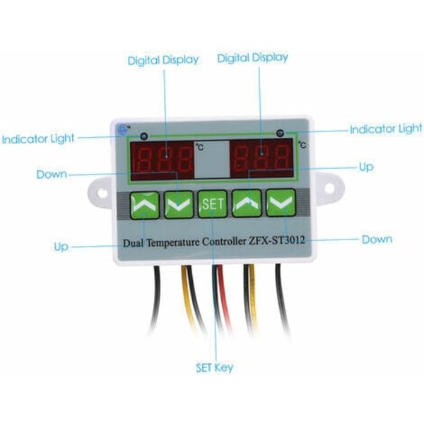 Digital temperaturregulator med dubbel skärm, 220V / 1500W - 220V / 1500W