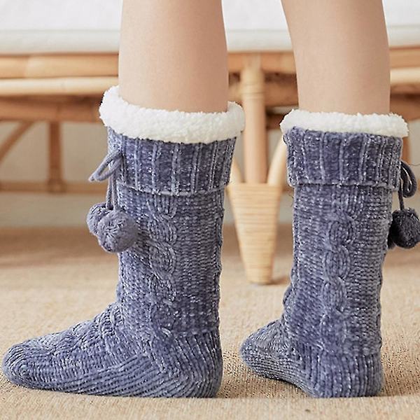 Kvinnor Thermal kalvstrumpor. Tofflor varmare strumpa Blue