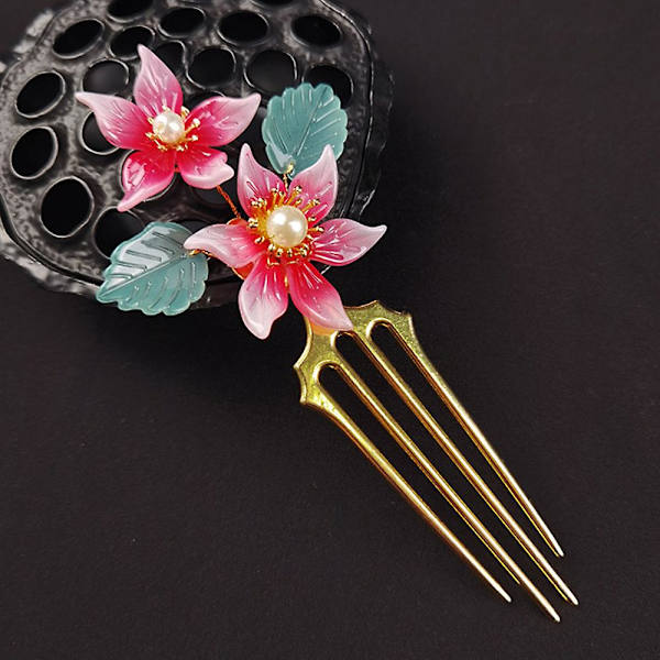Ancient Style Hiusneula Pearl Hiusneula Super Fairy Flower Hair Klassinen hiusneula Pink