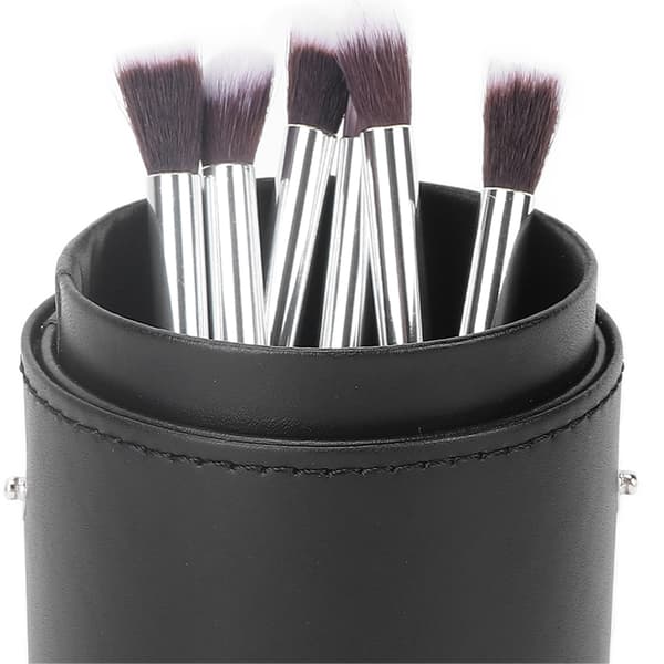 Bærbar Sort PU Makeup Børsteholder Organizer Opbevaringstaske