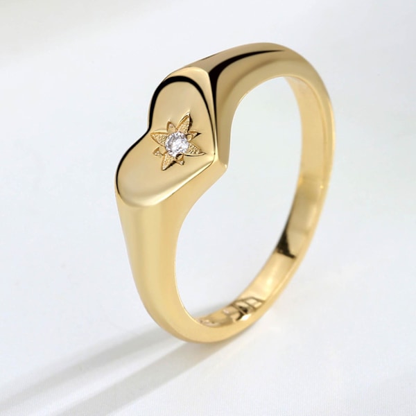 Kvinnor Ring Rhinestone Inlagd Non-blekning Legering Smidig Kärlek Finger Ring För Födelsedag Platinum US 8