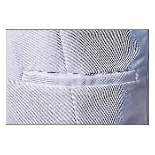 Män Lapel Suit Väst Casual Snygg enfärgad väst M White