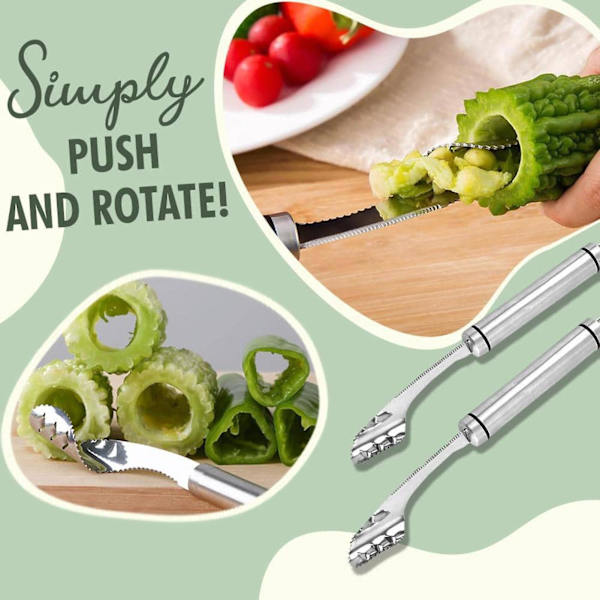 2 X Bekväm Pepper Corer Roterande Cutter Rostfritt stål Hängkrok Slät Edge Core Remover för dagligt liv