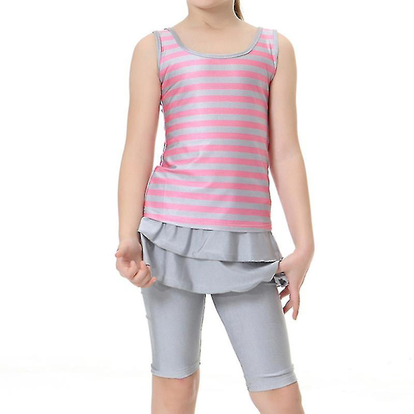 Barn Flickor Islamiska Muslim Modest Badkläder Pink 8-9 Years