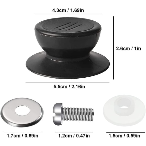 4 st Lock Knopp, Universal Kökslock Replacement Knop, Glas Lock Handtag, Glas Lock Handtag - Svart